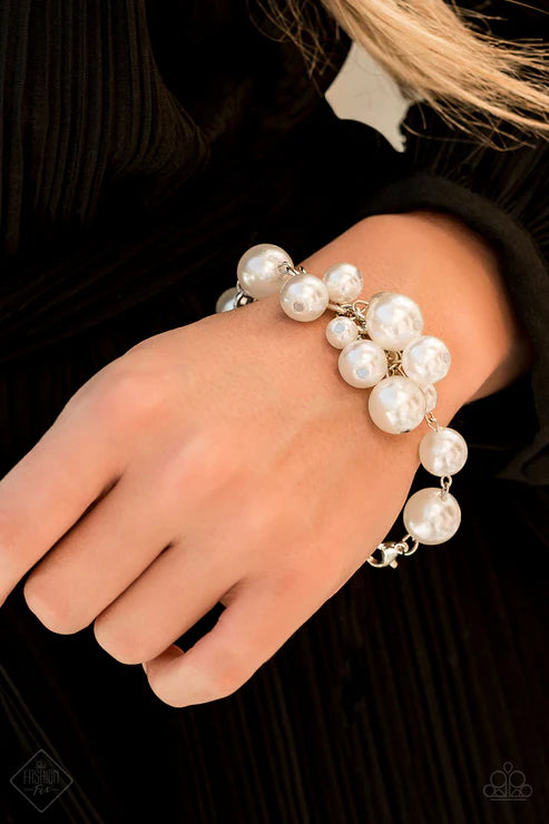 Girls in Pearls - Bubbly White Pearl Cluster Fringe Bracelet B#6598