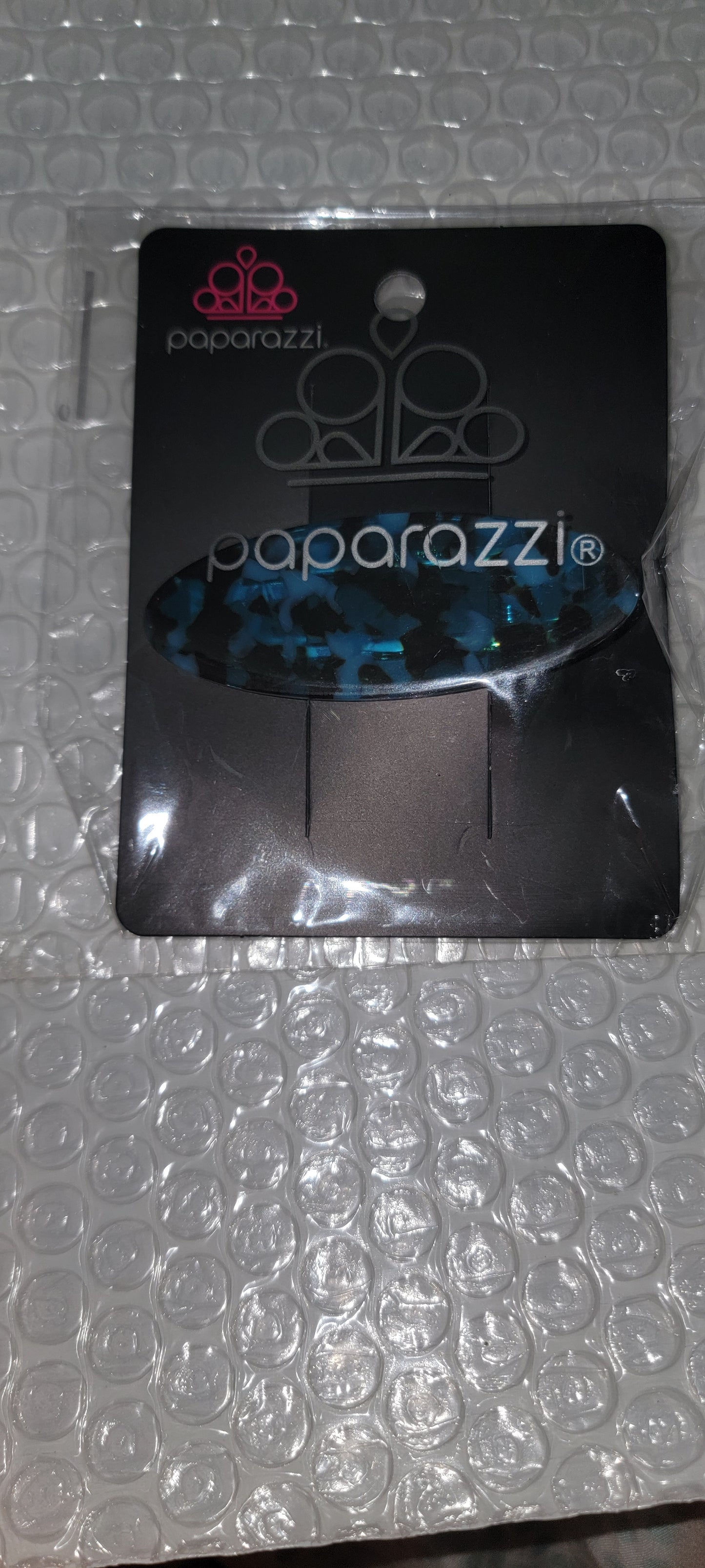 Hype Girl - Oversized Blue/Black Oval Tortoise Shell Hair Clip H#194
