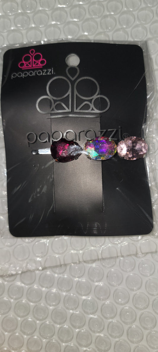 Beyond Bedazzled - Oversized Hot Pink/Lt. Pink Oval Opal Teardrop Encrusted Bobby Pin HH#074