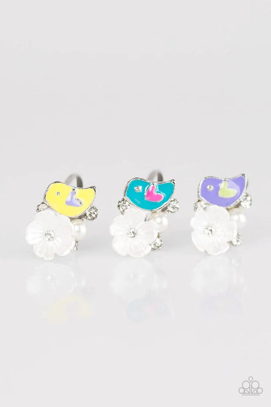 Starlet Shimmer - Purple Pearl 3D LOVE Bird/Floral Encrusted Rings SS#151 Lil Divas