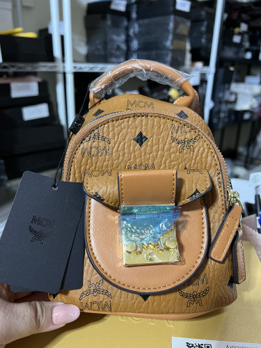 *New Designer INSPIRED* Brown Leather Mini Backpack Crossbody