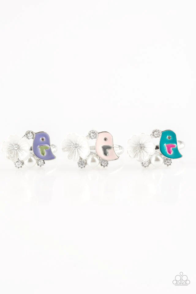 Starlet Shimmer - Lt.Pink Pearl 3D LOVE Bird/Floral Encrusted Rings SS#150 Lil Divas