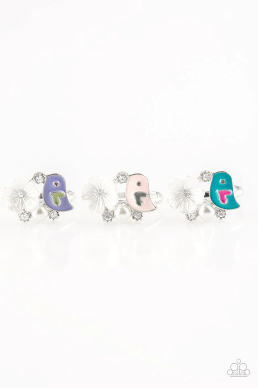 Starlet Shimmer - Lt.Pink Pearl 3D LOVE Bird/Floral Encrusted Rings SS#150 Lil Divas