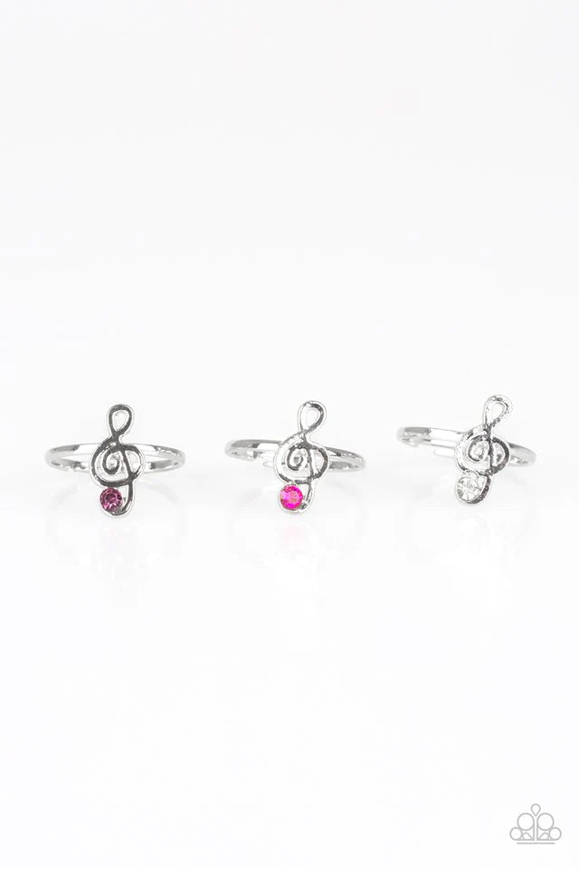 Starlet Shimmer - Hot Pink 3D MUSIC Treble Clef Encrusted Rings SS#007 Lil Divas