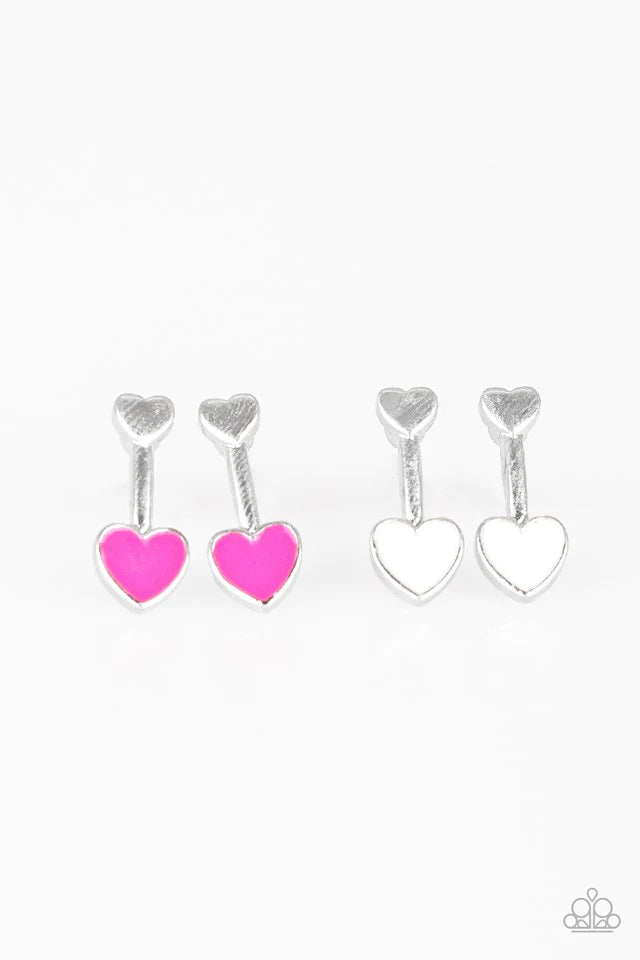 Starlet Shimmer - White 3D Heart Arrow Earrings SS#3327  Lil Divas and Women