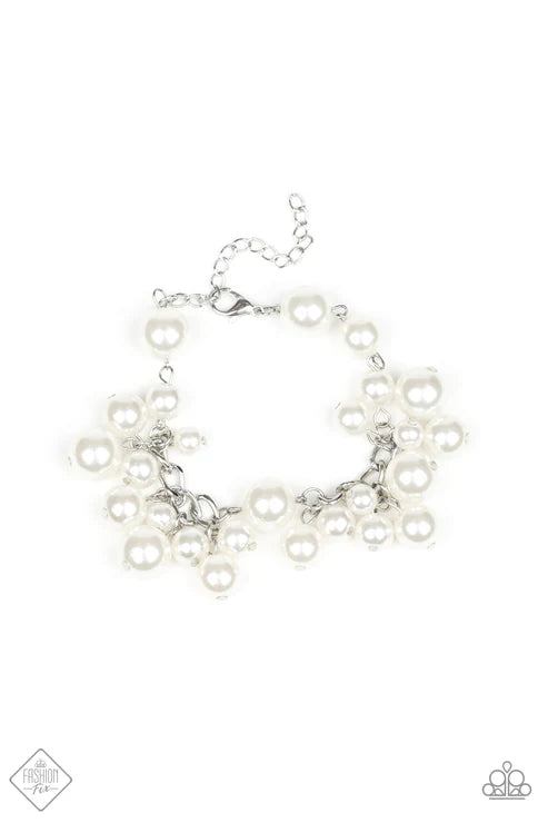 Girls in Pearls - Bubbly White Pearl Cluster Fringe Bracelet B#6598