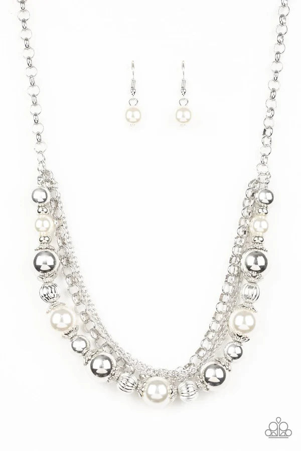 5th Avenue Romance - Oversized White Pearl Mismatched Accent Necklace N#6807