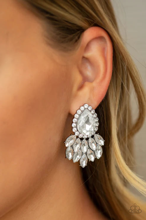 A Breath of Fresh HEIR - Oversized Black Dramatic Regal Marquise/Teardrop Cascade Earrings E#3785