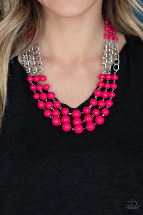 A La Vogue - Pink Bubbly Chain Links Necklace N#4418