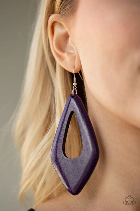 A SHORE Bet - Oversized Purple Anchor Wood Earrings E#3939
