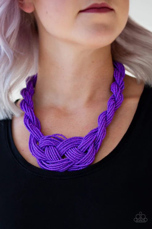 A Standing Ovation 2 - Oversized Purple Twist/Knotted Seed Bead Necklace N#4204