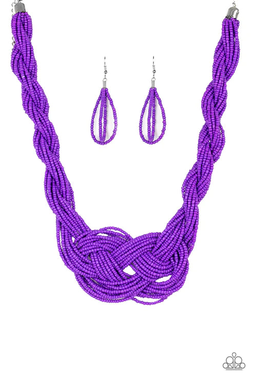 A Standing Ovation 2 - Oversized Purple Twist/Knotted Seed Bead Necklace N#4204