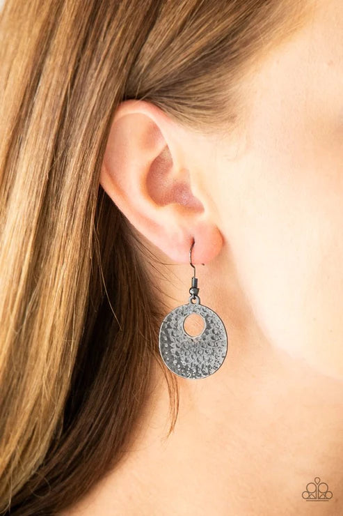A Taste For Texture - Black Embossed Tactile Textured Earrings E#3974