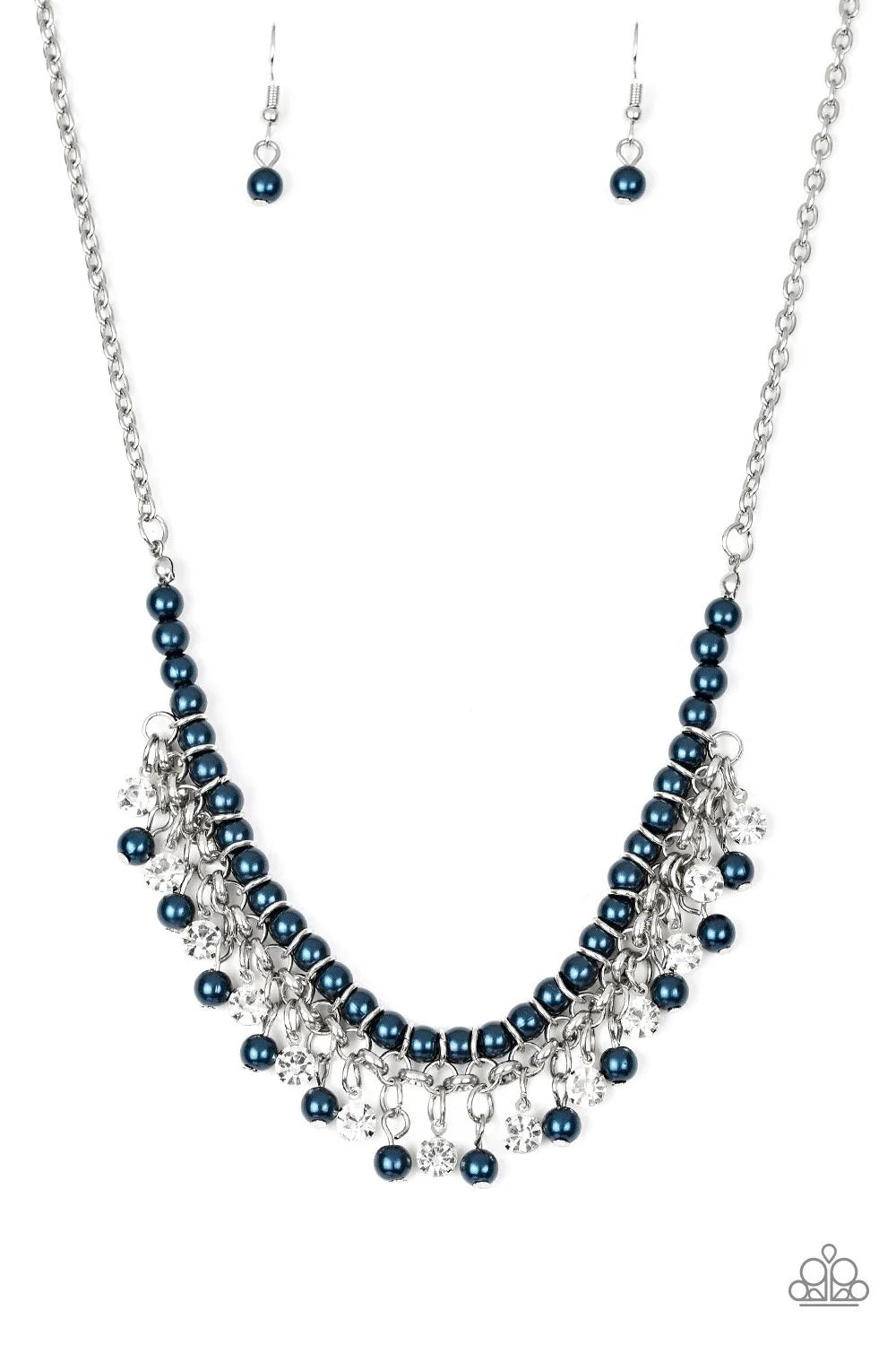 A Touch of CLASSY - Blue Infused Pearl Encrusted Fringe Necklace N#7131