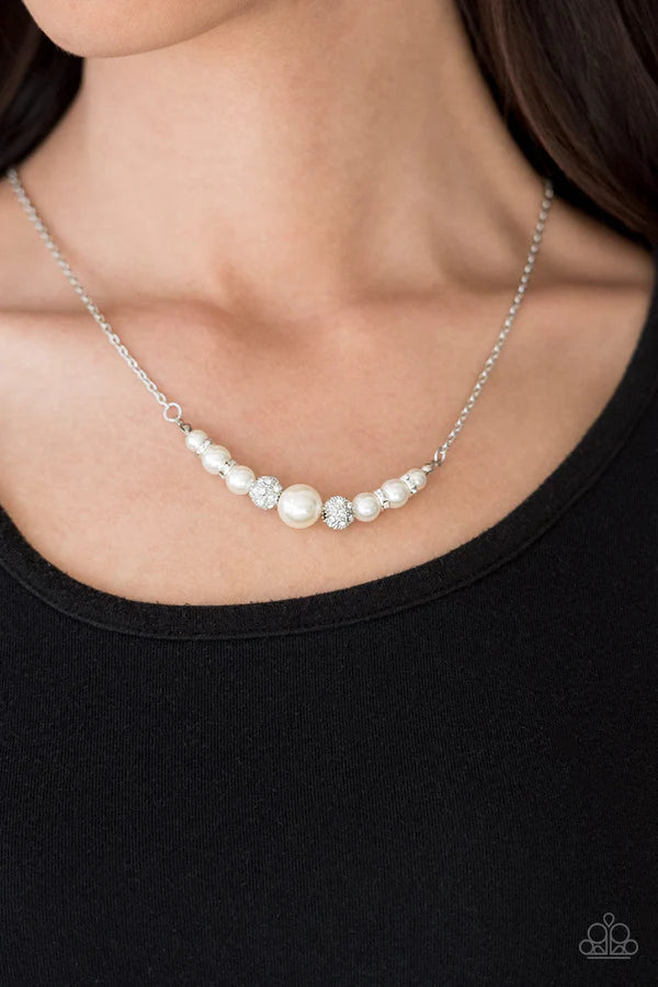 Absolutely Brilliant - White Pearl Encrusted Cluster Necklace N#6808