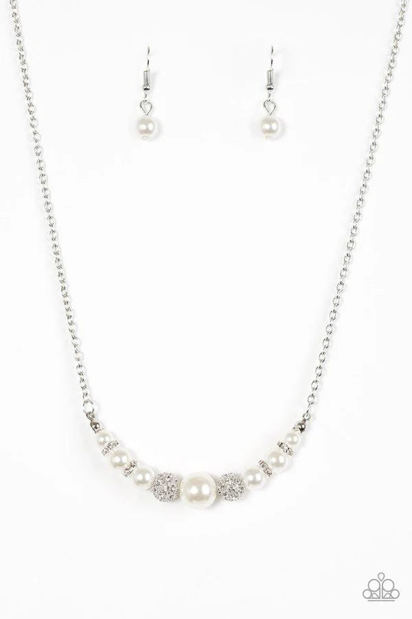 Absolutely Brilliant - White Pearl Encrusted Cluster Necklace N#6808