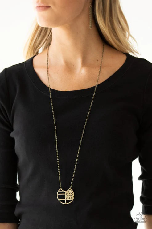 Abstract Aztec - Brass Abstract Aztec Hammered Textured Tribal Necklace N#3257