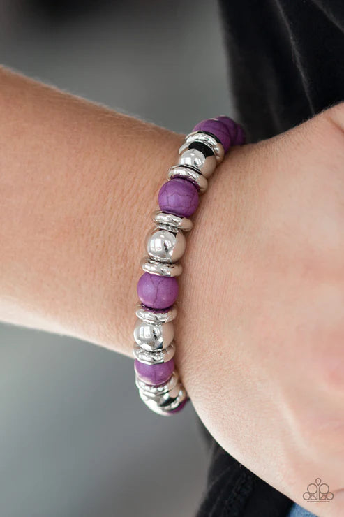 Across the Mesa - Purple Silver Accents Stones Bracelet B#6503