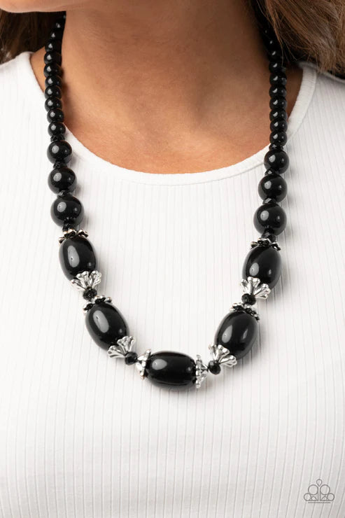 After Party Posh - Oversized Black Crystal Link Accent Necklace N#4258