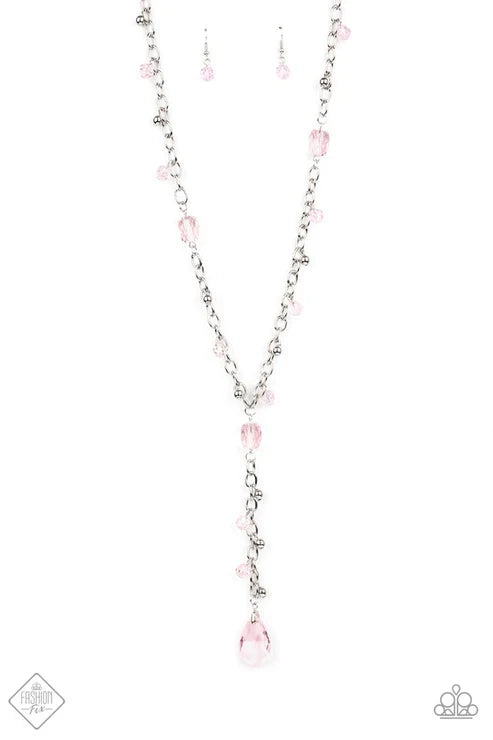 3-Piece Oversized Pink Faceted Translucent Crystal Trickle Chandelier Teardrop Set SET#6715