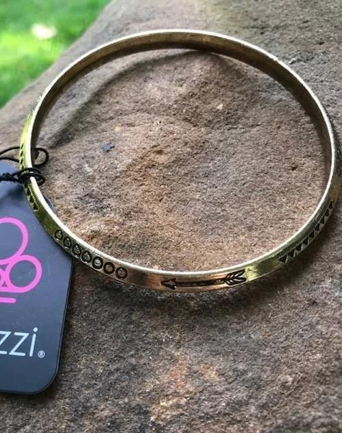 Aim Higher - Brass Stamped Geometric Arrow Tribal Bangle Bracelet B#6201