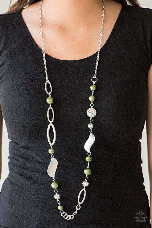 All About Me - Oversized Green Pearl Accent Necklace N#3635