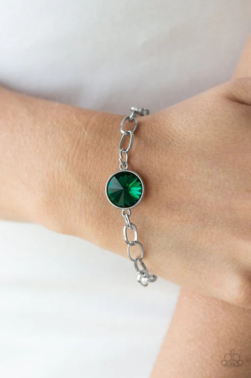 All Aglitter - Green Gem Tiffany Clasp Bracelet B#6045