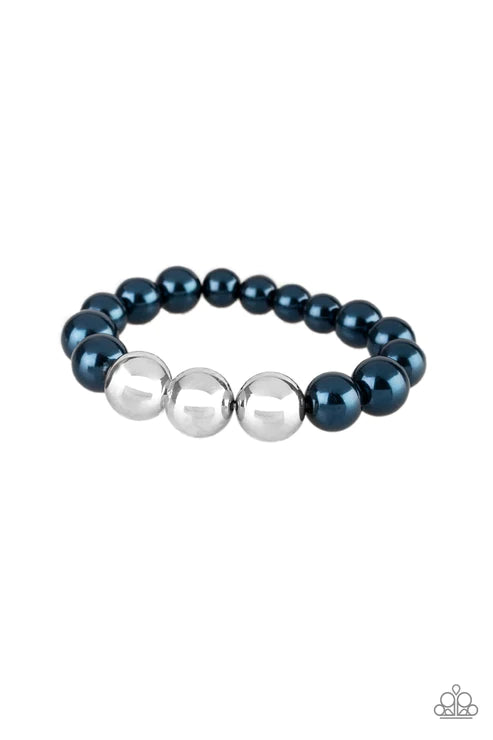 All Dressed UPTOWN - Oversized Blue/Silver Metallic Pearl Bracelet B#5244