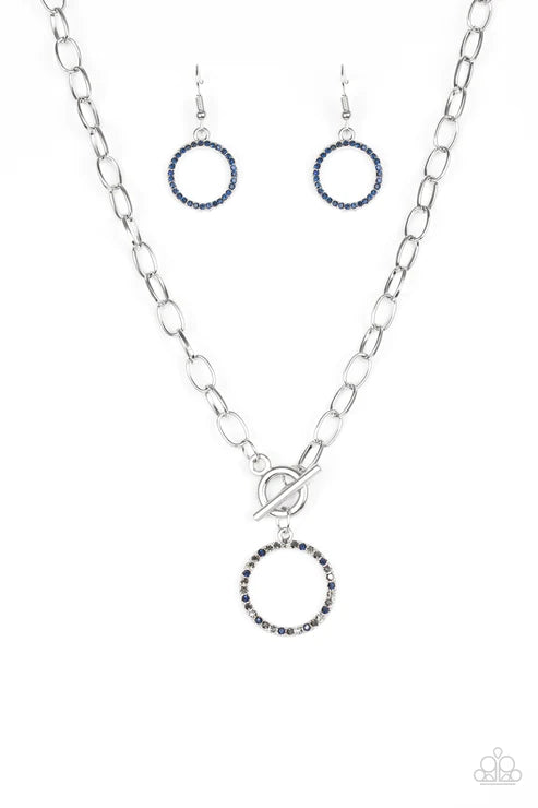 All In Favor - Multi (Blue/Smoky/Hematite) Bubbly Encrusted Tiffany Clasp Necklace N#5742