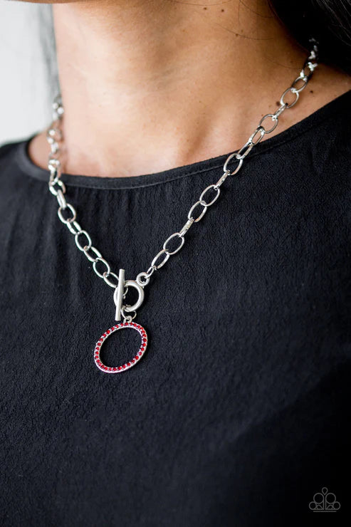 All In Favor - Fiery Red Bubbly Encrusted Tiffany Clasp Necklace N#6053