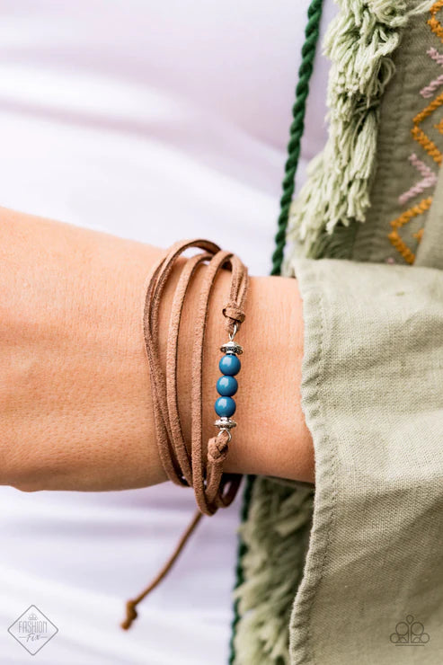 Always Up For Adventure - Blue Suede Adjustable Sliding Knot Bracelet B#3809