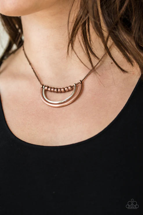 Artificial Arches - Copper (Copper/Silver) Bowing Accent Necklace N#4393