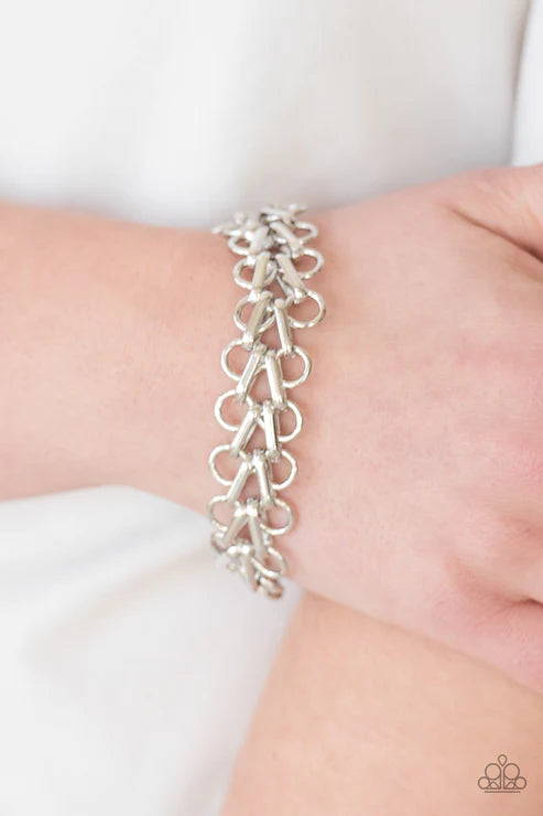 Atlanta Attitude - Silver Frame Link Industrial Bracelet B#4763