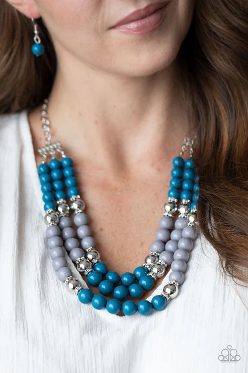 BEAD Your Own Drum - Blue (Gray/Silver) Infused Collision Accent Necklace N#2811