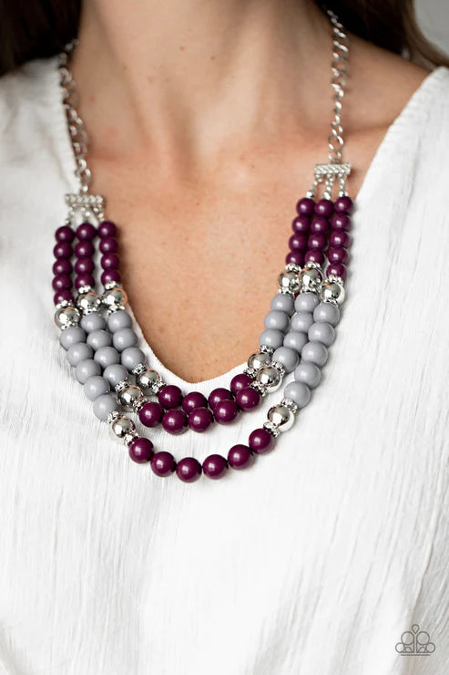BEAD Your Own Drum - Purple (Plum /Gray/Silver) Infused Collision Accent Necklace N#2748