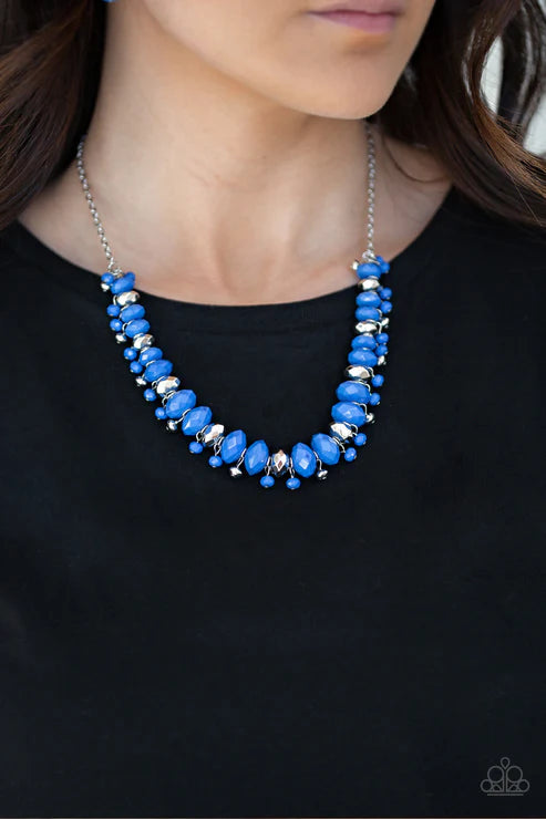BRAGs To Riches - Princess Blue/Silver Faceted Accent Fringe Necklace N#3616
