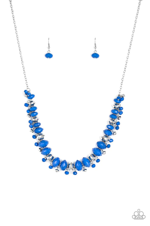 BRAGs To Riches - Princess Blue/Silver Faceted Accent Fringe Necklace N#3616