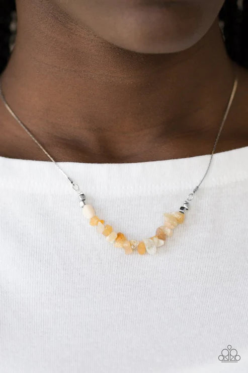 Back To Nature - Yellow/Silver Rock Bit Invisible Wire Necklace N#3153