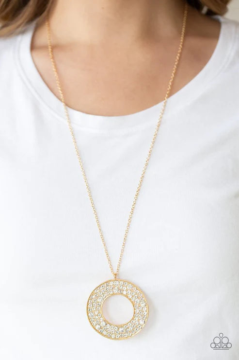 Bad HEIR Day - Oversized Gold Round Encrusted Necklace N#3478