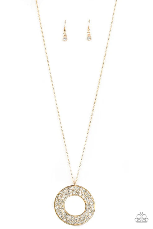 Bad HEIR Day - Oversized Gold Round Encrusted Necklace N#3478