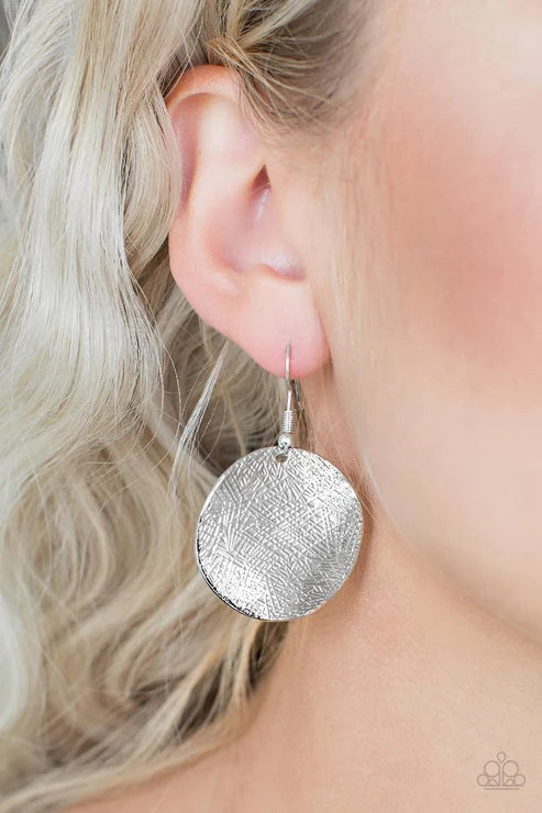 Basic Bravado - Silver Scratched Textured Warped Earrings E#2901