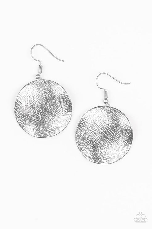 Basic Bravado - Silver Scratched Textured Warped Earrings E#2901