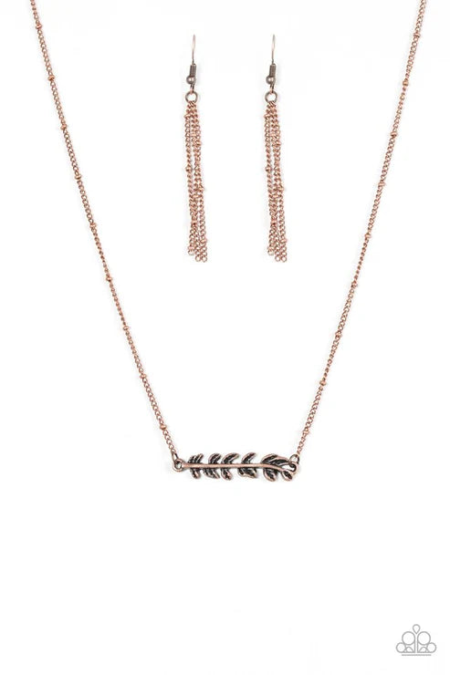 2-Piece Copper 3D Leaf Choker Set SET#5019