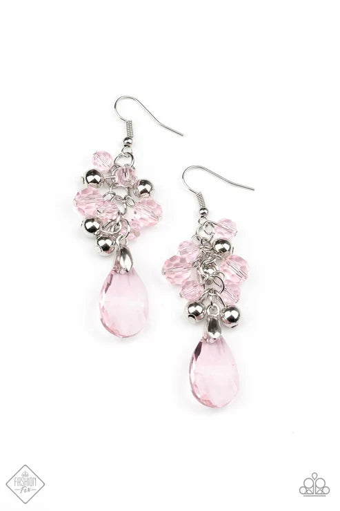 3-Piece Oversized Pink Faceted Translucent Crystal Trickle Chandelier Teardrop Set SET#6715