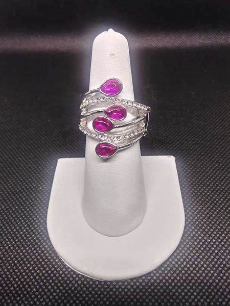 Bling Dream - Oversized Pink Peacock Encrusted Teardrop Ring R#6289