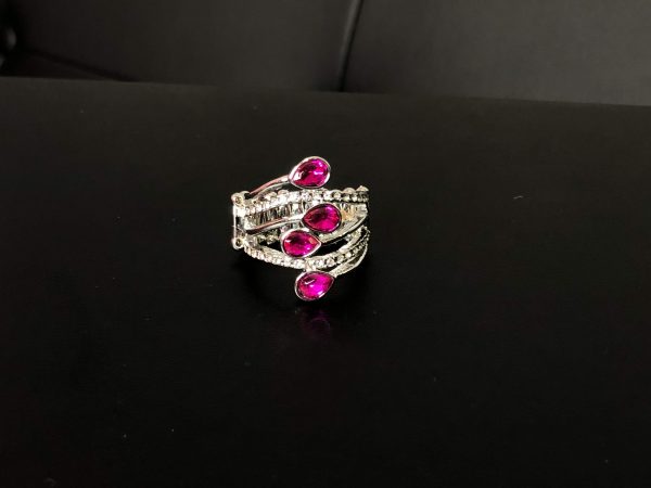 Bling Dream - Oversized Pink Peacock Encrusted Teardrop Ring R#6289