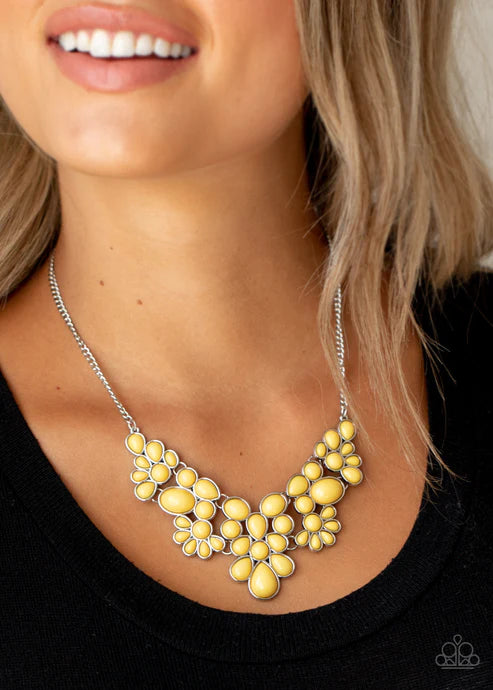 Bohemian Banquet - Yellow Bubbly Round/Oval/Teardrop Filigree Necklace N#3096