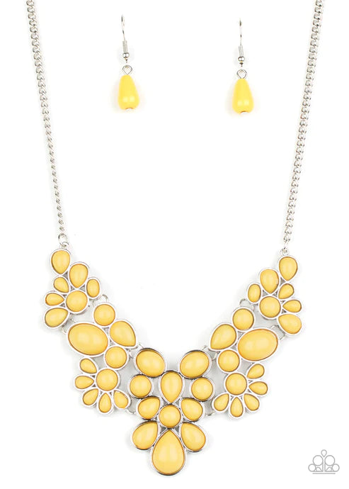 Bohemian Banquet - Yellow Bubbly Round/Oval/Teardrop Filigree Necklace N#3096