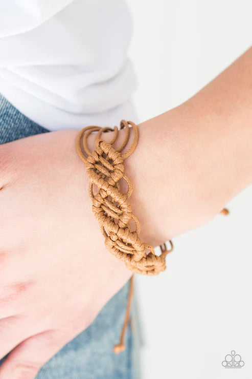 Boondocks and Bonfires 2 - Brown Nautical Weaved Braided Cord Adjustable Sliding Knot Closure Urban Bracelet B#3689