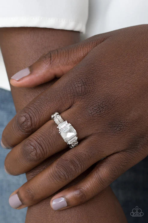 Born To Rule - White Encrusted Stacked Ring R#7247